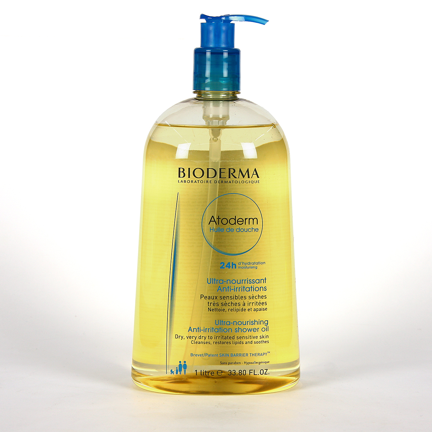 Limpiador sin jabón que hidrata profundamente y repara la función barrera de la piel. Atoderm Aceite de Ducha Bioderma