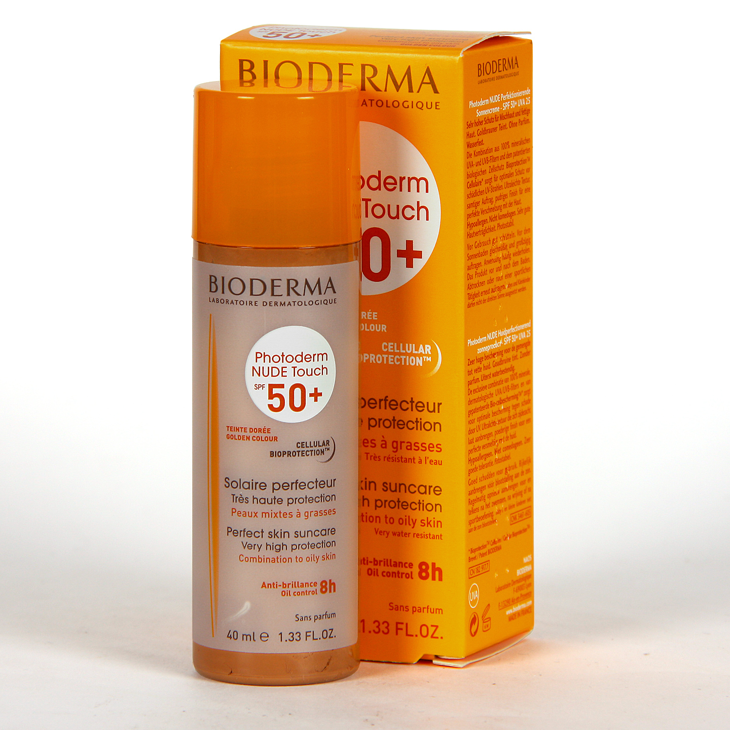 Protector facial con la máxima protección y acción antioxidante, que matifica y oculta las imperfecciones con su tonalidad dorada Photoderm NUDE Touch Dorado